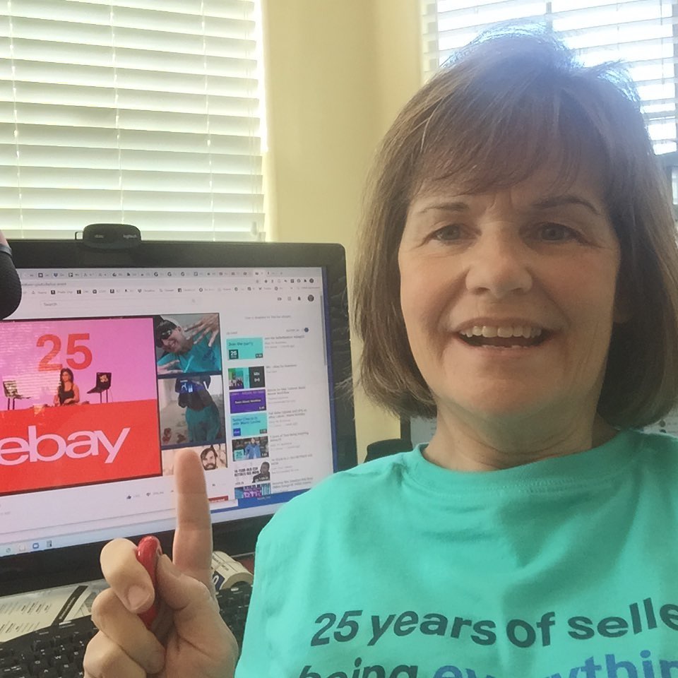 Theresa Cox in front of eBay computer