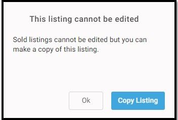 listing cannot be edited