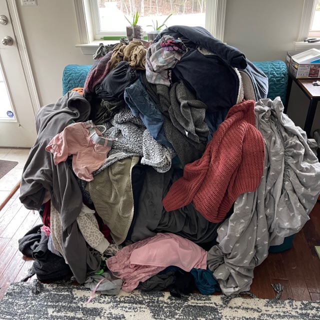 Fast fashion pile of clothes