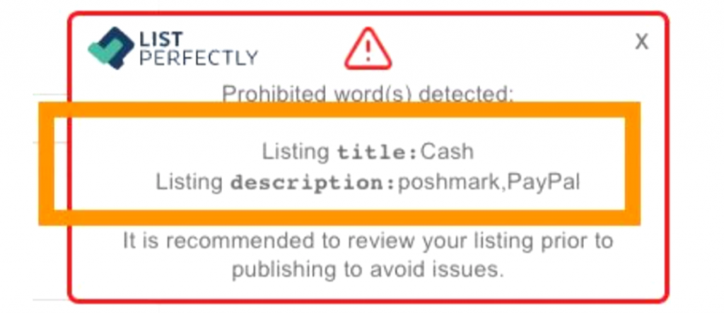 Prohibited words filter