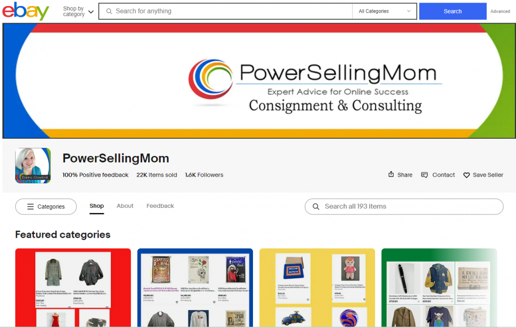 power selling mom eBay store