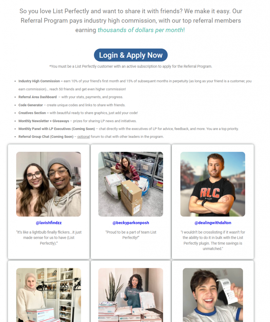 List Pearfectly Referral Program page
