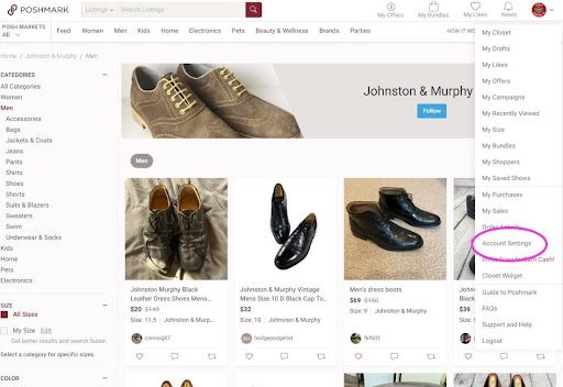 poshmark account settings