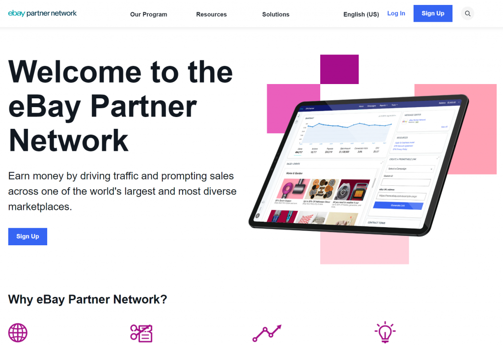 ebay partner network homepage