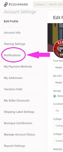 poshmark notifications