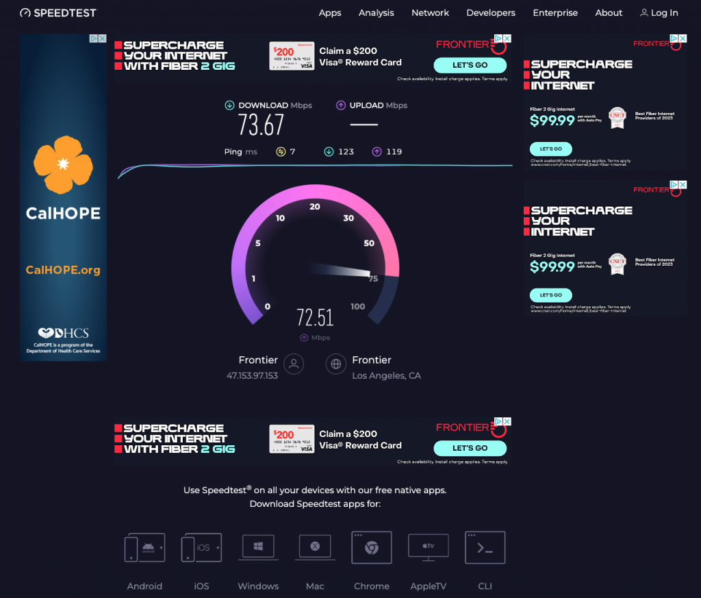 speedtest screenshot 