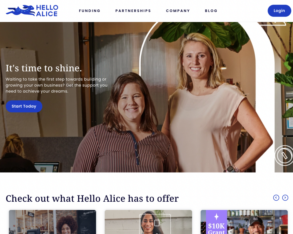 hello alice homepage