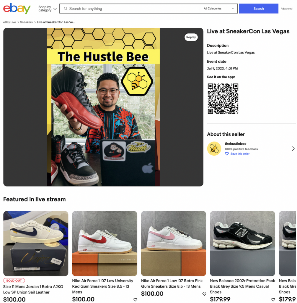 Hustlebee on eBay live
