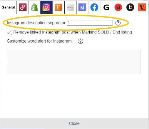 Instagram description separator