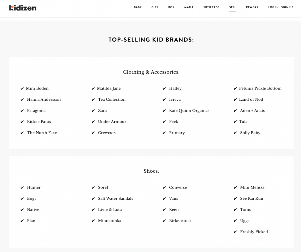 kidizen top selling brands