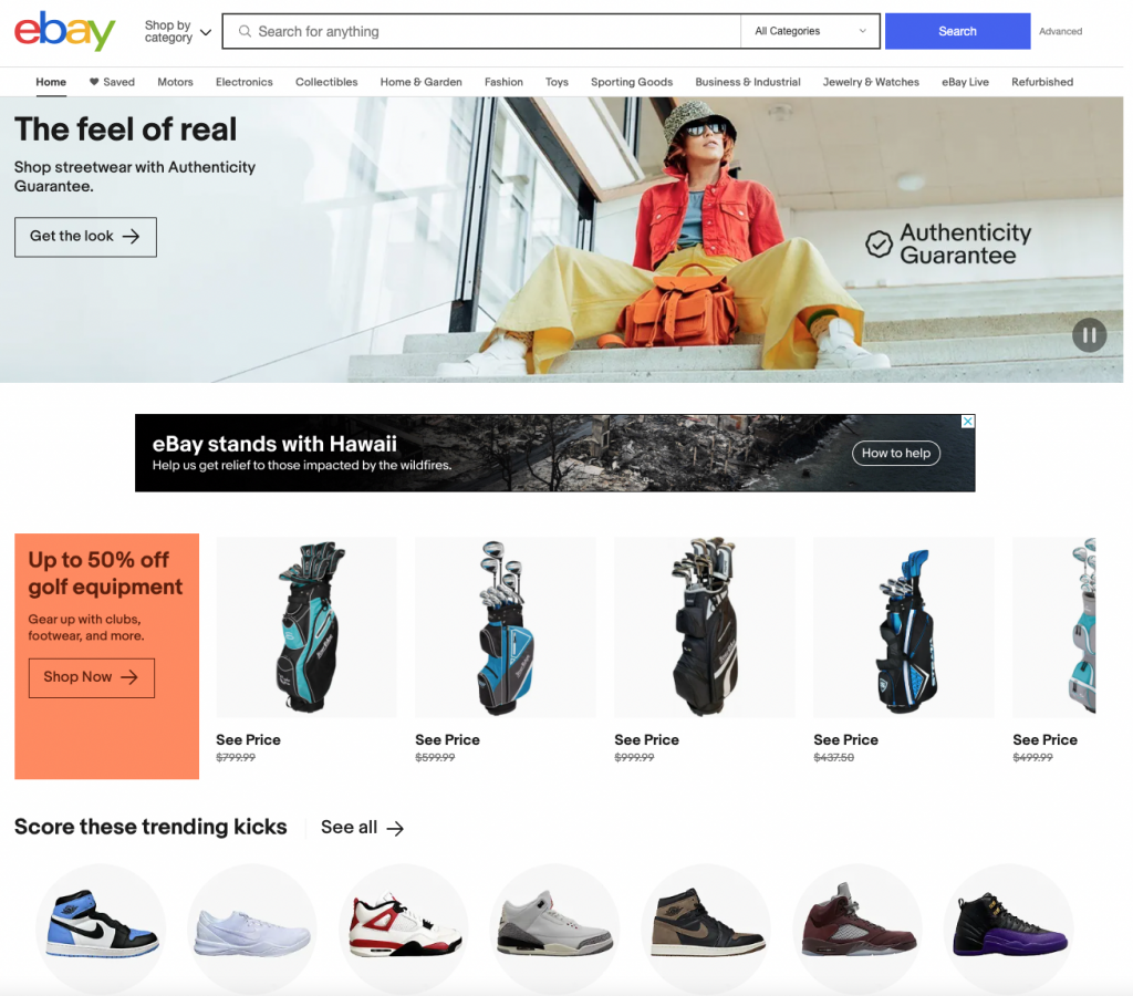 eBay homepage 9.15.23