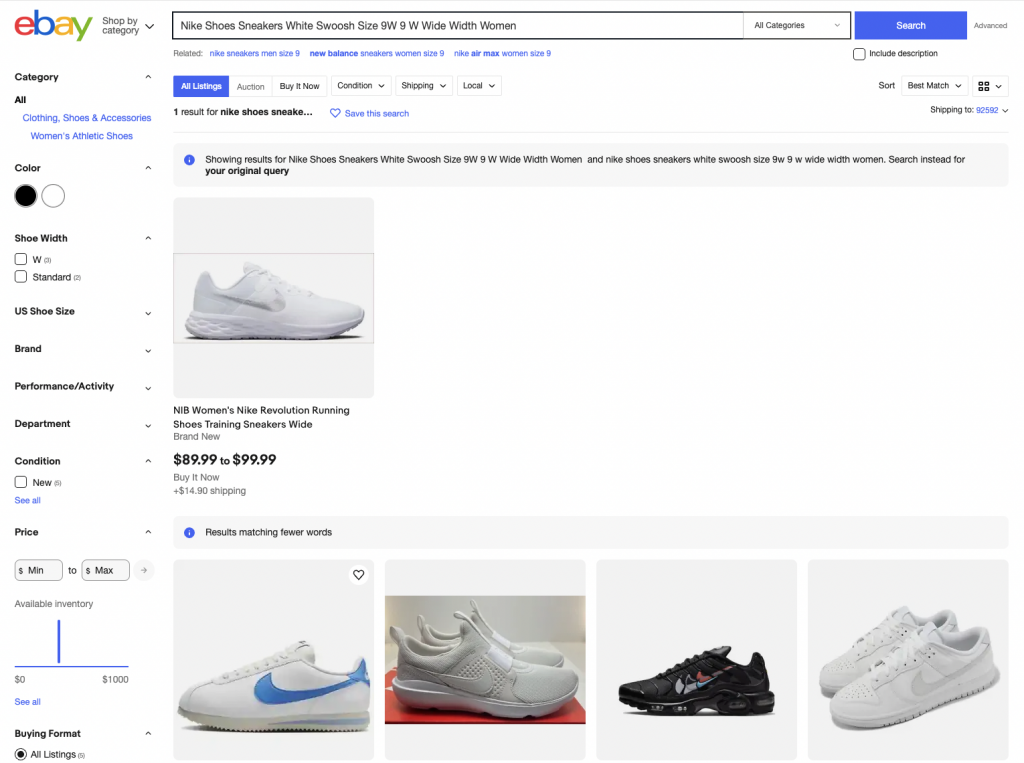 ebay nike womens shoes search