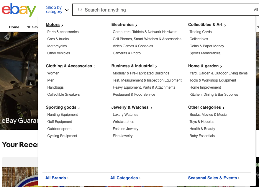 ebay categories