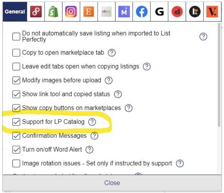 Support for LP catalog setting