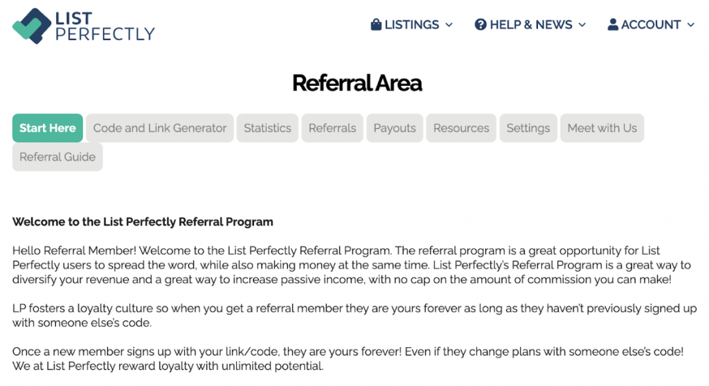 list perfectly referral area