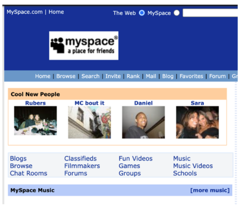 myspace homepage