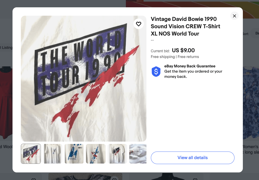 powerselling mom bowie shirt listing