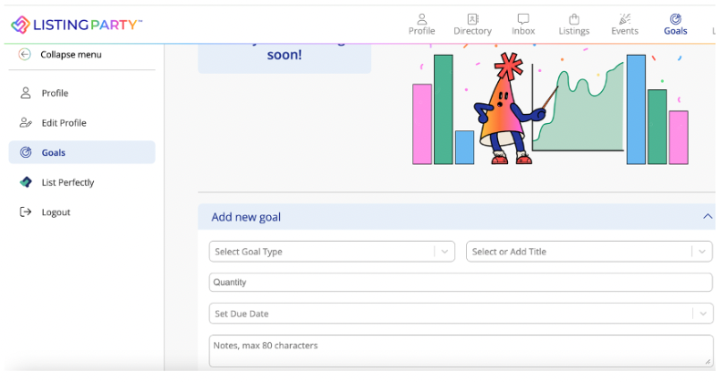 Listing Party Goals