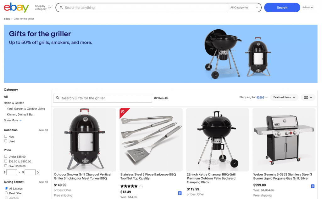 ebay gifts for the griller screenshot