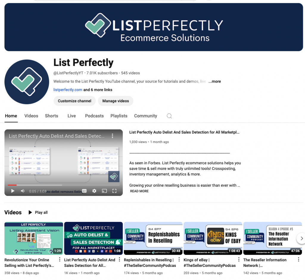 list perfectly youtube channel
