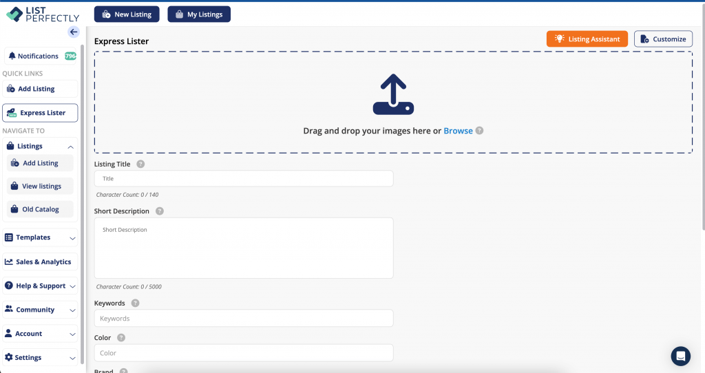 listing assistant view