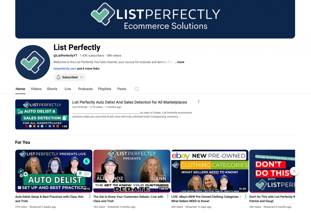 List Perfectly Youtube home