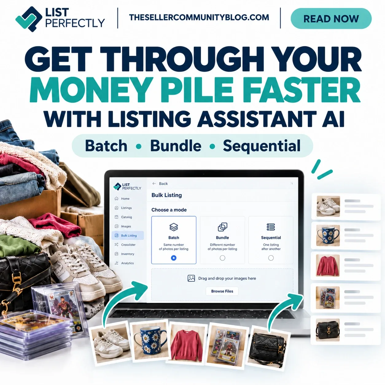 List Perfectly AI Bulk Listing with Batch, Bundle, and Sequential modes for resellers