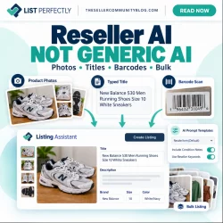 List Perfectly Listing Assistant creating reseller product listings from photos, titles, and barcodes